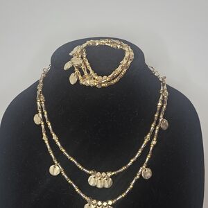 Chico's Gold Beaded Necklace Set
